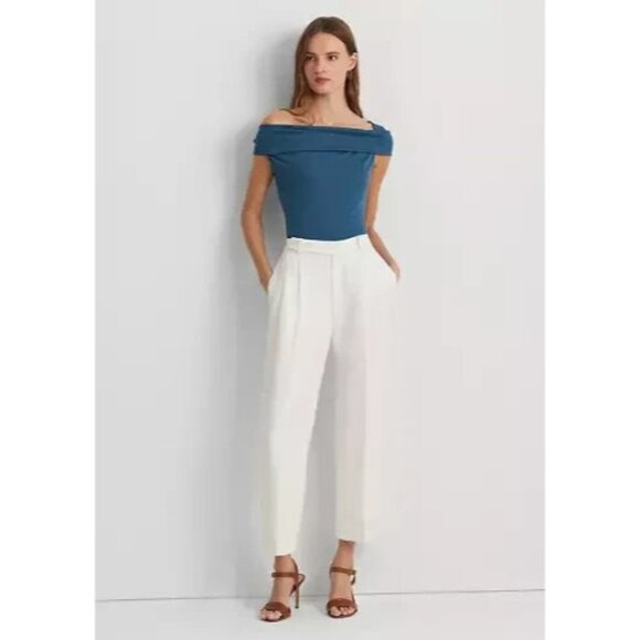 Lauren Ralph Lauren Stretch Jersey Off the Shoulder Top Womens S Indigo Dusk - Picture 4 of 12